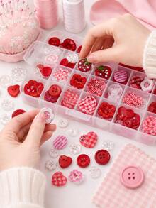 10/20/30pcs Red Mixed Color Sewing Buttons, Strawberry Heart Flower Star Plaid Decorative Handmade Buttons, Suitable For DIY Sewing, Scrapbooking, Clothing Repair, Doll Making, Gift Wrapping And Craft Projects, Multiple Shapes - Multi-color - View 9