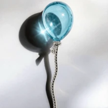 1pc Fashionable Elegant Balloon Shaped Sky Blue Rhinestone Glass Brooch, Daily Party Jewelry Accessory Gift - Silver - View 1