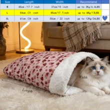 Comfortable & Warm Winter Cat Bed, Soft Plush Cat Sleeping Bag, Portable Cat Bed Suitable For Indoor Cats, 360° Enclosed Cat Hiding Bag Suitable For Cats And Small Dogs, Suitable For 8.82-17.64 Lbs Cats (Cute Pattern) - Multicolor - View 16