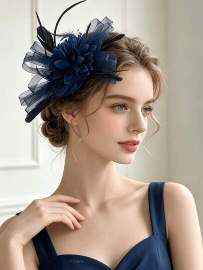 1 buah Bando Bunga Bulu Wanita, Aksesori Rambut Elegan Bergaya Vintage, Bando untuk Pertunjukan Festival Pacuan Kuda, Topi Pesta Teh, Kentucky Derby, Jepit Rambut Jala Bunga Pernikahan, Topi Pesta Teh, Aksesori Rambut Menawan untuk Aktivitas Sehari-hari Wanita