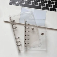 1pc A7 A6 M5 Size Shiny Star Transparent Leaf Binding Notebook, Laser Holographic Binding Notebook, Transparent Inner Page Replacement Pages, PP Material Replacement Pages, PET Transparent Sticker Book, Binding Notebook Set, Notebook Set, Transparent Sticker Book - Multicolor - View 5