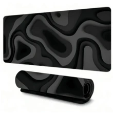 1pc Oversized Gaming Desk Pad And Mouse Pad - Black & Gray Swirl Design, Non-Slip Surface, Extended Keyboard Coverage, Fiber Rubber Base, Suitable For PC/Office/Home Computer Desk Pad, Compatible With PC, Laptop And Gaming Devices (Marble Texture, Rectangular) - Multicolor - View 1