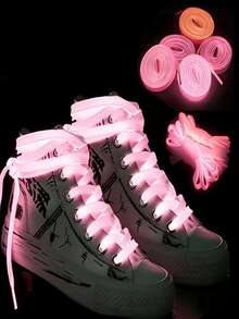 8/2PCS, Multi-Color Options, 120cm Glow-In-The-Dark Solid Color Reflective Shoelaces, Unisex Sports Shoes, Versatile, Suitable For Daily Wear, Dating, Party And Holiday Outfits - Multicolor - View 5