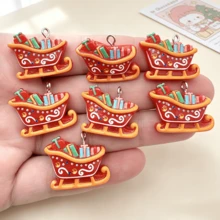6pcs Resin Christmas Sleigh Pendant, Suitable For DIY Jewelry Making, Perfect For Party Accessories, Earrings, Necklaces, Bag Charms - Christmas Sleigh Pendant - View 6