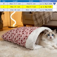 Comfortable & Warm Winter Cat Bed, Soft Plush Cat Sleeping Bag, Portable Cat Bed Suitable For Indoor Cats, 360° Enclosed Cat Hiding Bag Suitable For Cats And Small Dogs, Suitable For 8.82-17.64 Lbs Cats (Cute Pattern) - Multicolor - View 18