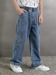 Boys' Denim Jeans Spring/Autumn Straight Leg Pants 2026 New Style Casual Long Pants For Middle And Older Children - Medium Wash - View 2