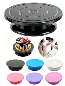 Plato giratorio para tartas de 360°, soporte para decorar tartas, bandeja de horneado de giro fácil, plato de exhibición para decorar cupcakes, herramienta de horneado DIY multifuncional - Multicolor - Ver 1