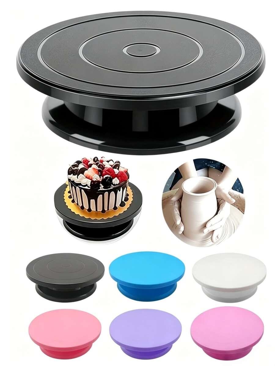 Plato giratorio para tartas de 360°, soporte para decorar tartas, bandeja de horneado de giro fácil, plato de exhibición para decorar cupcakes, herramienta de horneado DIY multifuncional - Multicolor - Ver 1