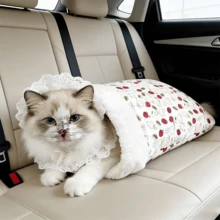 Comfortable Warm Winter Cat Bed, Soft Plush Cat Sleeping Bag, Portable Cat Bed Suitable For Indoor Cats, 360° Enclosed Cat Hiding Bag Suitable For Cats And Small Dogs, Suitable For 8.82-17.64 Lbs Cats (Cute Pattern) - Multicolor - View 9