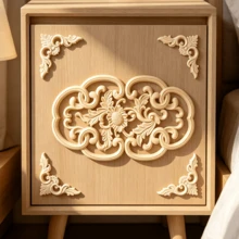 5pcs Solid Wood Carving Inlaid Decals And Corner Flowers, Home Decorations, Suitable For Cabinets, Doors And Windows, Furniture, Background Walls, Porches, Offices And Other Decorations, Holiday Decorations, DIY Decorations. - Multicolor - View 12