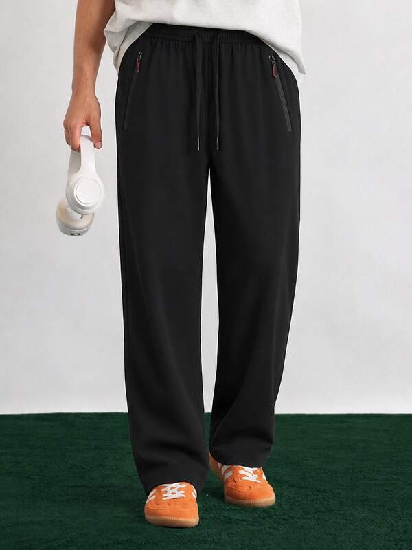 Men's Sports Long Pants, Loose Comfortable Straight Leg Design, Suitable For Spring And Autumn Daily And Sports Wear