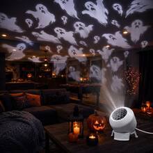 Halloween Ghost Projection Light, USB Powered, 360° Adjustable Angle. Can Project Dynamic White Ghost Patterns, Suitable For Bedroom, Living Room, Party Room, Fireplace, Dormitory And Other Spaces, Create Scary Halloween Party Atmosphere. - Ghost - View 7