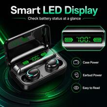 Briame Wireless Earbuds In-Ear Headphones With LED Battery Display Charging Case Black - View 6