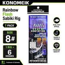 1 Pack Rainbow Flash Sabiki Rig With 6 Gold Hooks, Glow Beads And Iridescent Fish Skin, Ready-Tied Fishing Bait Rig For Freshwater And Saltwater - Violet Purple - View 10