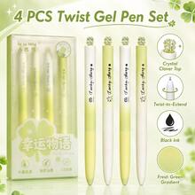 5支裝可伸縮凝膠筆，淺藍色靜音無噪音按壓筆，0.5mm細筆尖快乾黑色墨水順滑書寫筆，適用於考試、學校與辦公文具套裝 - 綠色 - 查看 8