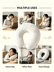 2pcs Solid Color U-Shaped Travel Neck Pillow, Portable Rest Accessory, Suitable For Airplane, Train, Car Travel, Office Work And Long-Distance Outdoor Trips, Ideal For Daily Commute, Halloween, Travel And Holiday Outings (2/1pc) - Multicolor - View 3