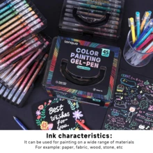 Languo 45/72/99/144 Colors Fluorescent Gel Pen Set, 0.6mm Fine Tip Marker Pens, Suitable For Drawing, Coloring And Professional Art Creation, With Plastic Storage Box - Sets - View 3