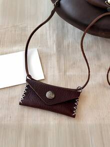 1pc Vintage Leather Key Pouch, Genuine Cowhide Tri-Fold Key Organizer Wallet With Key Ring Clip, Portable Small Key Bag With Card Slot And Secure Snap Closure - Brown - View 9