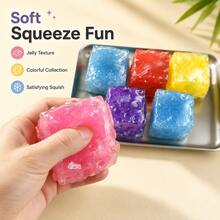 1pc-Squishy,Soft And Fluffy,Colorful Ice Cream Jelly Cheese Toy,Cheese Block Puzzle Toy,Shiny And Transparent Appearance,Portable Handheld Tabletop Game Accessory,Relaxation And Sleep Aid Tool, Birthday Gift,Holiday Gift,Emotional Soothing Toy - Multicolor - View 9