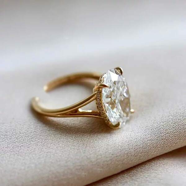 1pc Vintage Fashion Minimalist Luxury Elegant Elegant High-End Cubic Zirconia Pigeon Egg Open Ring, Suitable For Women's Daily Wear
