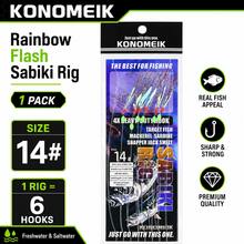 1 Pack Rainbow Flash Sabiki Rig With 6 Gold Hooks, Glow Beads And Iridescent Fish Skin, Ready-Tied Fishing Bait Rig For Freshwater And Saltwater - Violet Purple - View 9