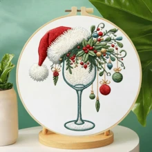 Handmade DIY Embroidery Set, 20x20cm/7.9x7.9 Inches, Christmas Theme, Beginner, Including Embroidery Cloth, Instruction Manual, Embroidery Frame And Needle And Thread, Holiday Gift For Friends Or Family, Decorative Handmade Artwork - A - View 14