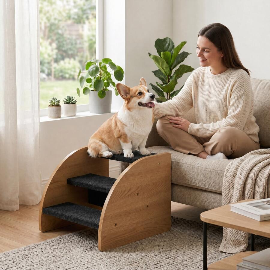 XOT011 Grey Pet Stairs For Cats And Dogs - 1 - View 1