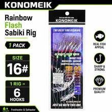 1 Pack Rainbow Flash Sabiki Rig With 6 Gold Hooks, Glow Beads And Iridescent Fish Skin, Ready-Tied Fishing Bait Rig For Freshwater And Saltwater - Violet Purple - View 7