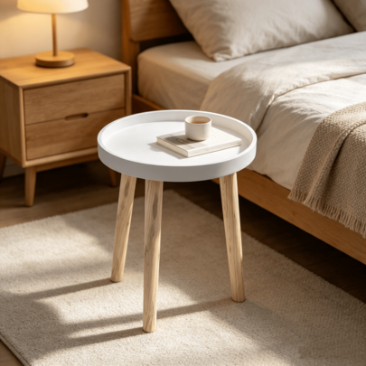 Tavolino d'accento in legno minimalista, mobile per la casa salvaspazio come tavolino laterale da divano e supporto per piante per la decorazione di angoli relax interni