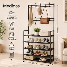 Zapatera Perchero  5.1 Organizador Para Ropa Zapatos Perchero Zapatera - Negro - Ver 3