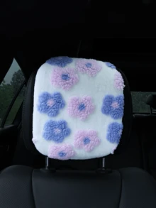 Warm Soft Fluffy 3D Floral Pattern Car Headrest Cover, Removable And Washable Car Interior Accessory, Suitable For Seats And Headrests, Fit For Women, Winter, Car Accessories For Women - Jacquard Pillowcase - View 4