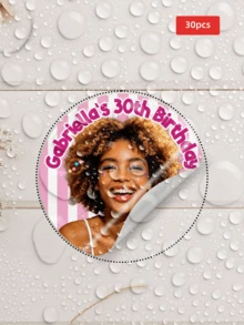 1/30/48/108/180pcs Personalized Stickers, Customizable Pet Photo Date Name Labels, Customized Photo Birthday Party DIY Gift Labels For Bachelorette Party, Wedding Anniversary, Event Decoration, Memorial Stickers For Family Friends Pets - Multicolor 2 - View 11