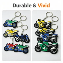 5Pcs/10pcs Motorcycle Keychains, PVC Sport Bike Key Rings, Cool Car Backpack Pendant, Biker Gift Accessories For Men Teen Boys - A - View 5
