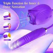 Double Dildo Sex Toy,  Toy Double Ended Sided Headed Dildo And Anal Dildos With 7 Vibrating Modes, Long Strapless Strap On Dildos Rose For Women And Couple Sex Toy - 玫瑰玩具,兩種顏色 - 查看 3