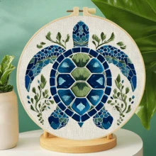 手工DIY刺繡套件 20x20cm/7.9x7.9英吋 水下動物 初學者適用 包含刺繡布、說明書、刺繡繃框與針線 適合送給朋友或家人的節日禮物 裝飾性手工藝術品 - A - 查看 5