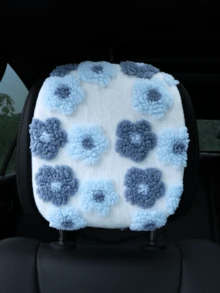 Warm Soft Fluffy 3D Floral Pattern Car Headrest Cover, Removable And Washable Car Interior Accessory, Suitable For Seats And Headrests, Fit For Women, Winter, Car Accessories For Women - Jacquard Pillowcase - View 6