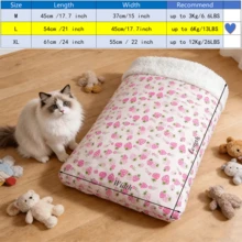 Comfortable & Warm Winter Cat Bed, Soft Plush Cat Sleeping Bag, Portable Cat Bed Suitable For Indoor Cats, 360° Enclosed Cat Hiding Bag Suitable For Cats And Small Dogs, Suitable For 8.82-17.64 Lbs Cats (Cute Pattern) - Multicolor - View 22