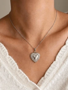 1 Stück exquisite 18K vergoldete strahlende Herz-Anhänger-Halskette, minimalistische Herz-Anhänger-Halskette aus Edelstahl, religiöses katholisches Geschenk, Taufgeschenk, Mutter-/Großmutter-Geschenk, Familiengeschenk, Muttertagsgeschenk, Vatertagsgeschenk, Sommer-Strand-Halskette, wasserfest und farbecht - Verschiedenfarbig - Übersicht 2
