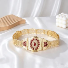 1pc Arabic Bride Banquet Wedding Waist Belt, Gold Plated Engraved & Inlaid Craftsmanship, Gift Waist Accessory - Gold - View 6