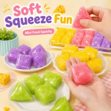 1pc-Squishy Ice Cream Cheese, Colorful Mini Cheese-Shaped Realistic Figurines, With Smooth And Soft Surfaces, Portable Desktop Handheld Accessories - Sleep Aid - Birthday Gift - Holiday Gift - Emotional Healing Toy - Multicolor - View 5