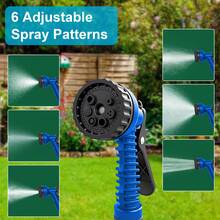 Green Flexible Stretch Hose With 7-In-1 Adjustable Nozzles, 7.5-60M (25-200Ft) Extendable Water Pipe - Suitable For Car Washing, Lawn Care, Plant Watering, And Pet Bathing, All-Season Use, Includes Connector, Material: Water Pipe - Blue - View 6