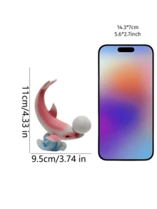 1Pc Cute Dolphin Playing Ball Resin Figurine With Gradient Colors – Tabletop Shelf Decor, Ocean-Themed Bedroom Soft Furnishing, Decorative Ornament. - New Arrival - Lying Dolphin - View 4