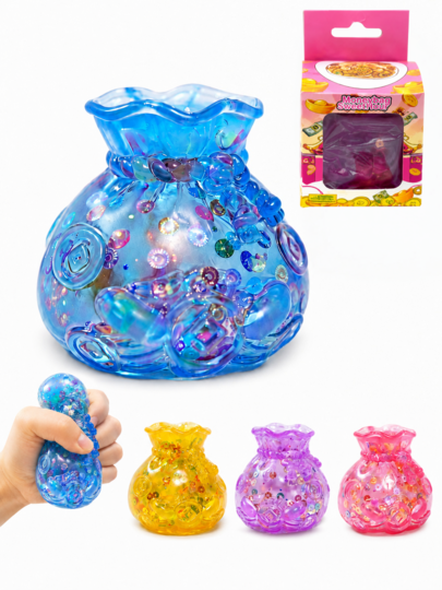 1pc Boxed Sequin Money Bag Squeeze Toy, Transparent Gel Filled Non-Rebound Malleable Stress Relief Toy, Suitable For Children, Teens And Adults, Party Favors, Gift Bag Fillers, Classroom Prizes, Birthday Gifts