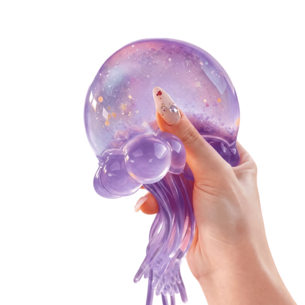 1 pieza Juguete de medusa elástica para apretar, pelota de estrés elástica rellena de purpurina, súper elástica y no deformante para alivio del estrés, perfecta para la vuelta al colegio y diversión en el aula--Squishy-Squishys-Squishies-Juguetes Squishy-Squishy Crujiente