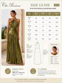 Olive Gold Metallic Halter Resort Evening Dress - 金色 - 查看 11