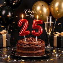 1件紅色花卉裝飾生日蠟燭，手繪生日數字0-9生日蠟燭，生日蛋糕裝飾，生日派對裝飾，適用於生日、週年紀念、性別揭曉派對、單身女派對、畢業典禮 - 紅色花卉 - 查看 3