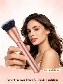 1pc Large Foundation Brush With Dense Soft Synthetic Bristles, Blending And Concealing, Suitable For Liquid And Cream Foundation Facial Makeup Tool - Orange - View 6
