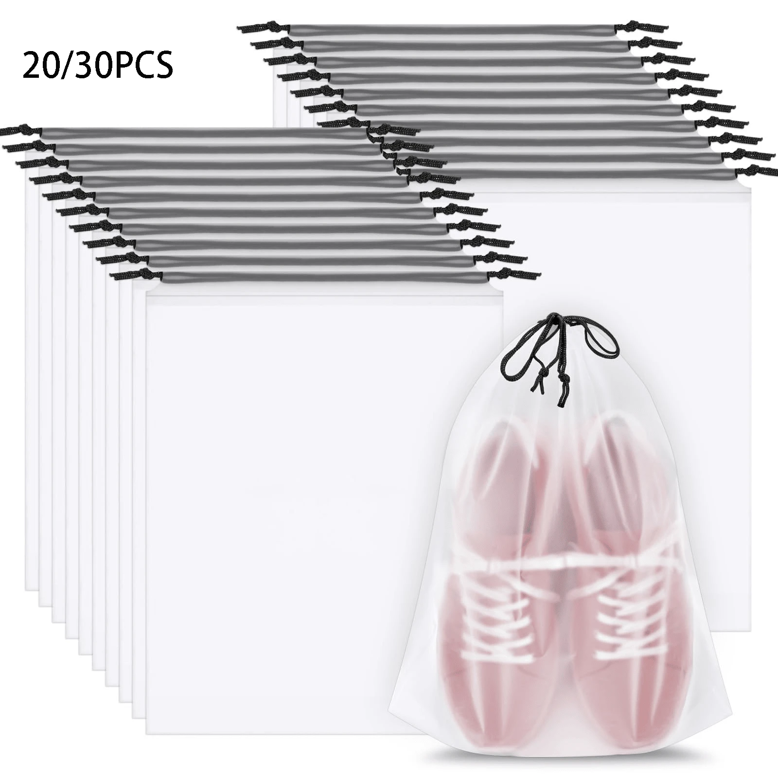 20/30PCS Shoe Bags For Travel, 15.7" X 11.8" Translucent Travel Shoe Bags For Packing, Large Waterproof Portable Drawstring Travel Shoe Storage Bag Travel Essentials Women For And Men