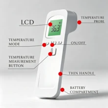 Termômetro Digital Sem Contato Infravermelho Visor LCD com Luz de Fundo Tricolor - Branco - Visão 2