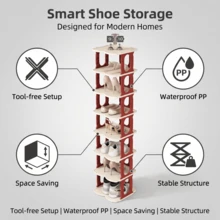 New O-Type Vertical Detachable Shoe Storage 6/9-Layer Rack 1 Modern Shoe Rack Shoe Cabinet Gift Storage Rack Home Storage Rack Home Storage Supplies Footwear Organization Shoe Rack Organizer Entryway Storage Halloween Gifts - Red - View 9